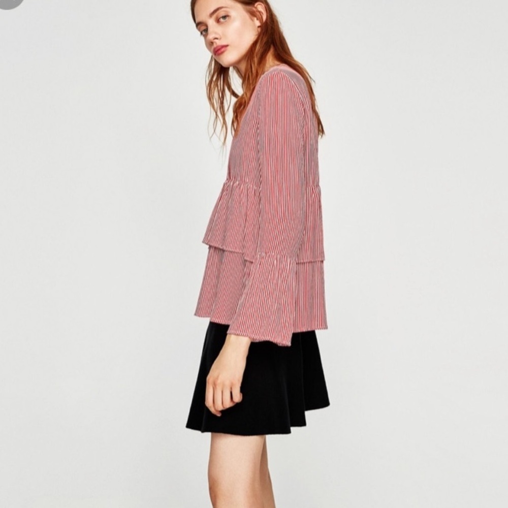 Zara Striped Tiered Ruffle Top